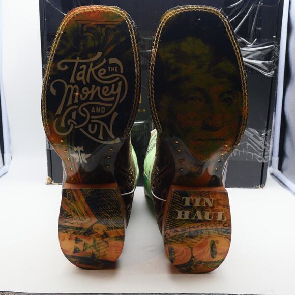 NEW Tin Haul Men's 11.5 Deuce Take The Money And Run Cowboy Western Boots - Picture 9 of 13